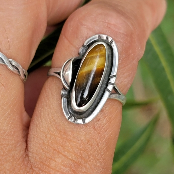 Artisan 925 sterling silver tiger's eye handcrafted ring size 6.5 - Picture 9 of 17